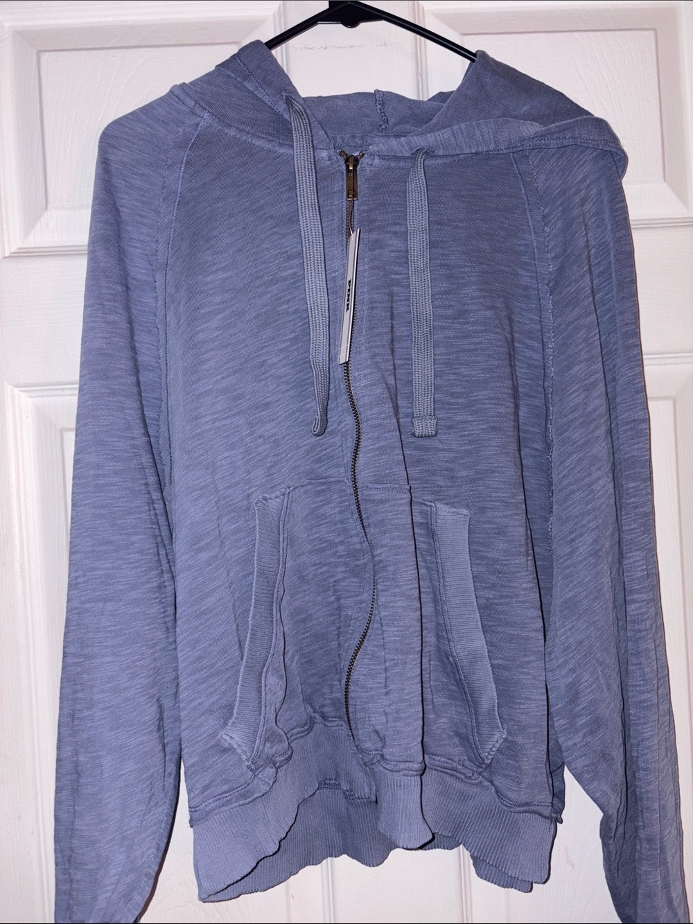 PINK Victoria's Secret Heathered Light Blue Full-Zip Hoodie